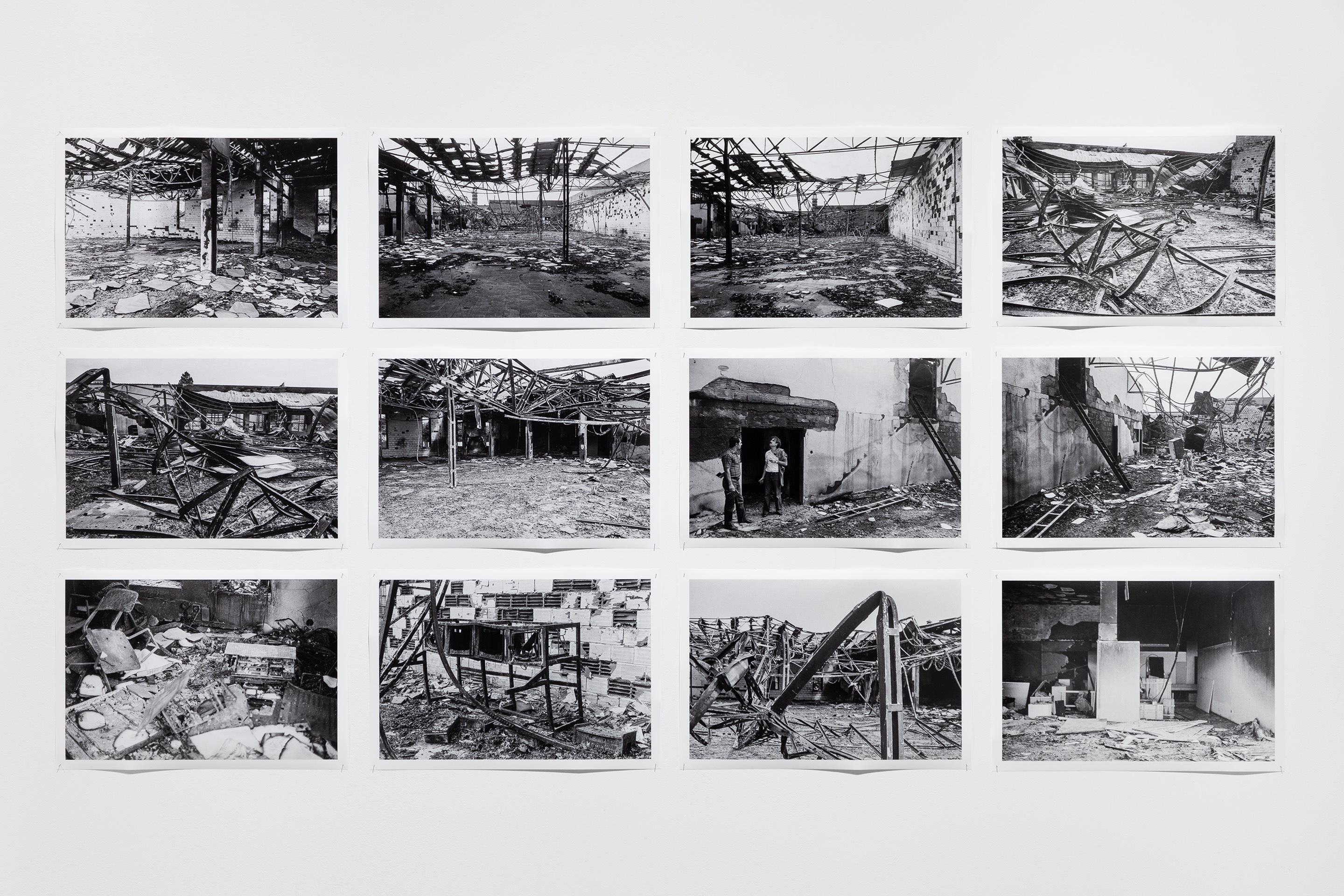 Photographs of the fire at the National Gallery of Modern Art, Lisbon, Julião Sarmento, 1981, included in Interferences. Emerging Urban Cultures (maat, 30/03–05/09/2022). Photo: Bruno Lopes, courtesy of Underdogs.